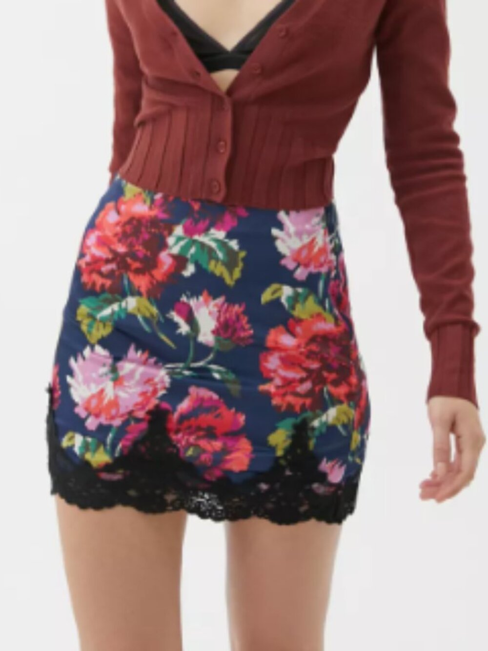 UO Under The Moon Printed Satin Mini Skirt